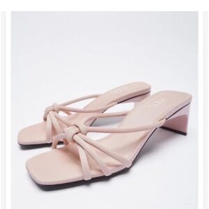 Zara Light Pink Knotted Sandals